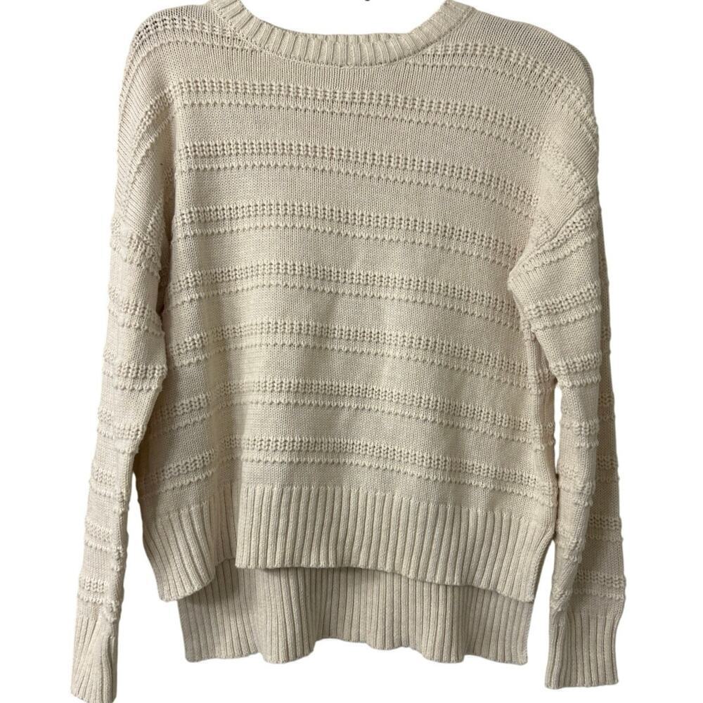 CUPCAKES & CASHMERE Cream Textured Cotton Blend Relaxed Knit Sweater Size Large